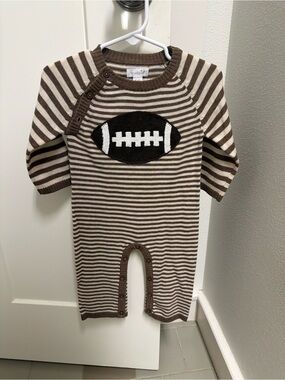 Striped Brown & Cream Football Knit One-Piece